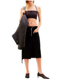 2pcs RELIQUAT 150€ / Jupe longue strap en denim - Black