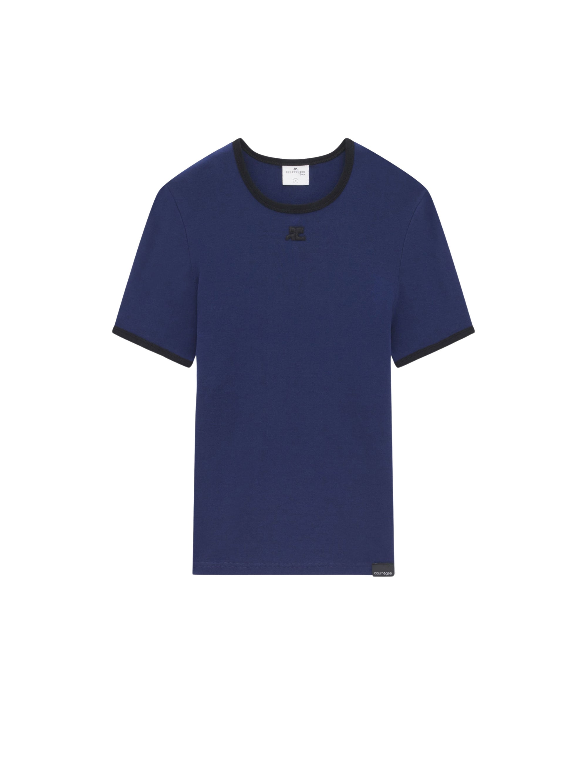 1pcs NEW / T-SHIRT CLASSIQUE CONTRASTE  - Ocean blue & Black