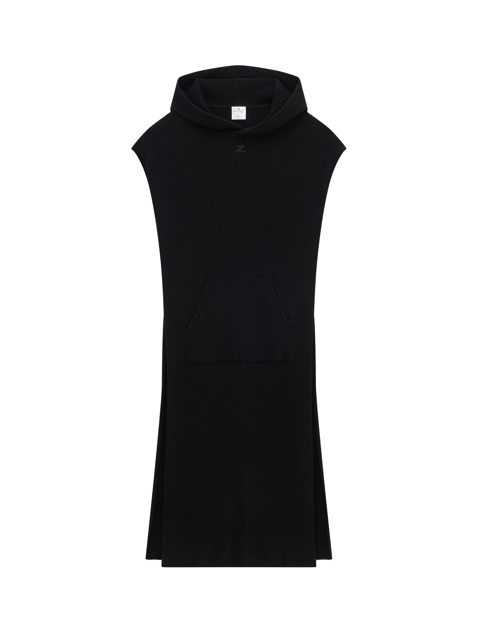 24pcs RELIQUAT 220€ / Cape à capuche en maille côtelé - Black
