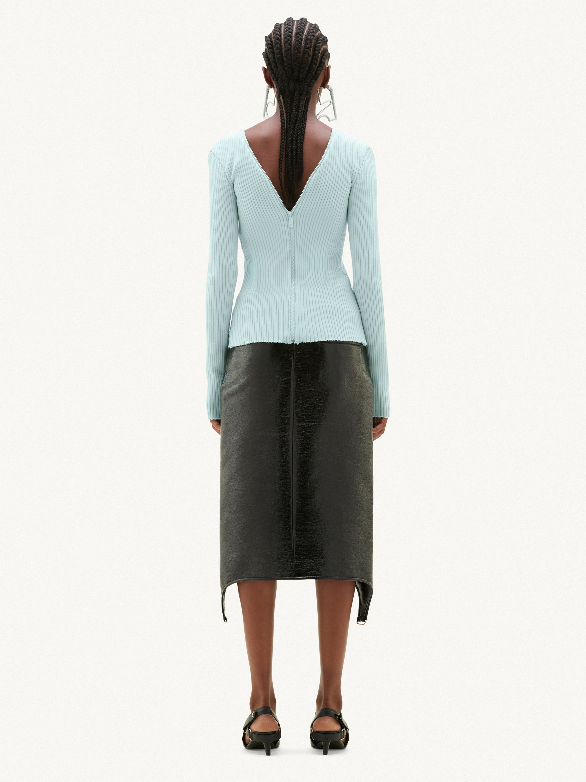 2pcs RELIQUAT 190€ / Gilet zip extra en maille côtelé - Turquese