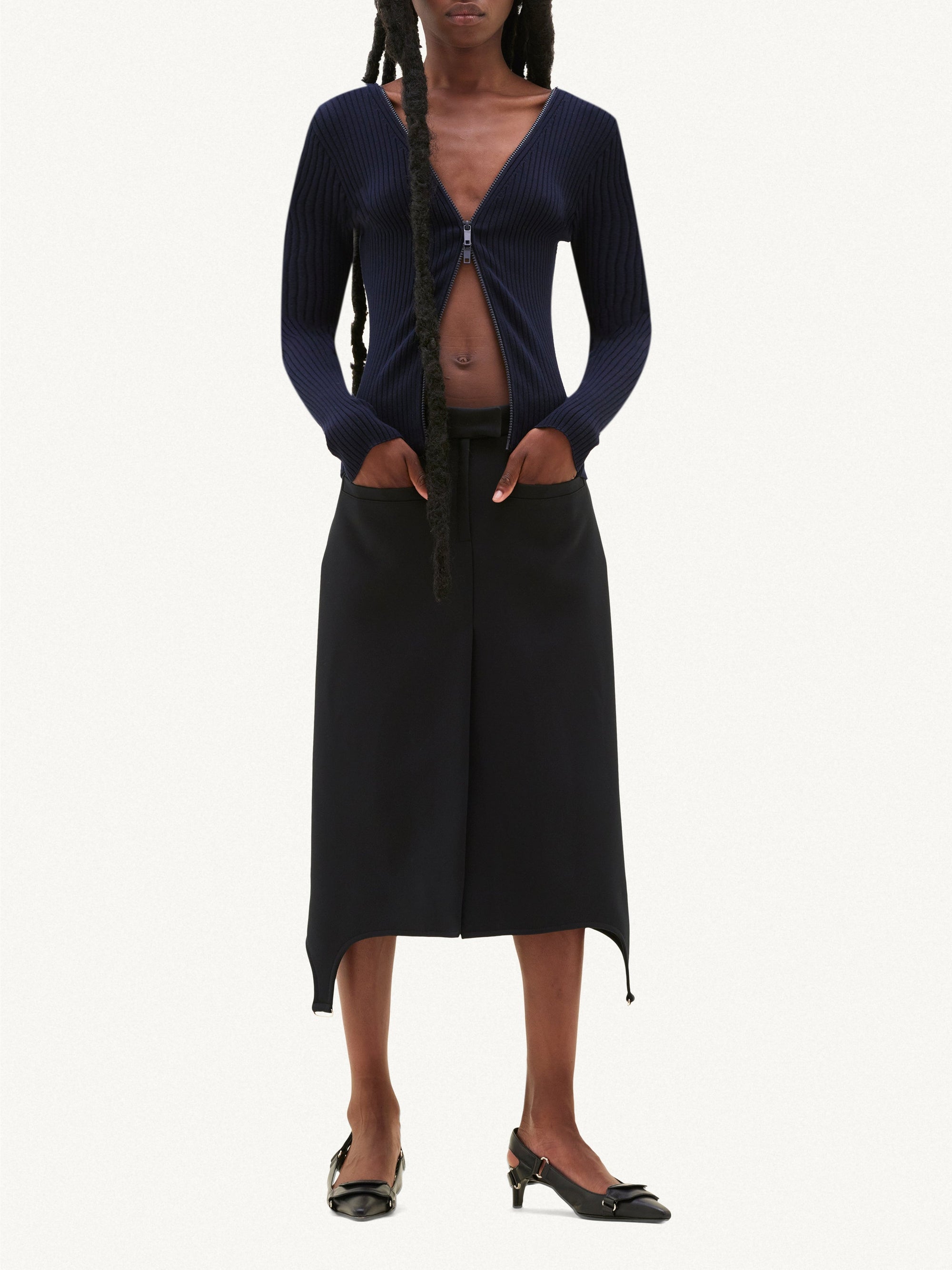 3pcs RELIQUAT 150€ / Gilet zip extra en maille côtelé - Navy