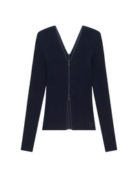 3pcs RELIQUAT 150€ / Gilet zip extra en maille côtelé - Navy