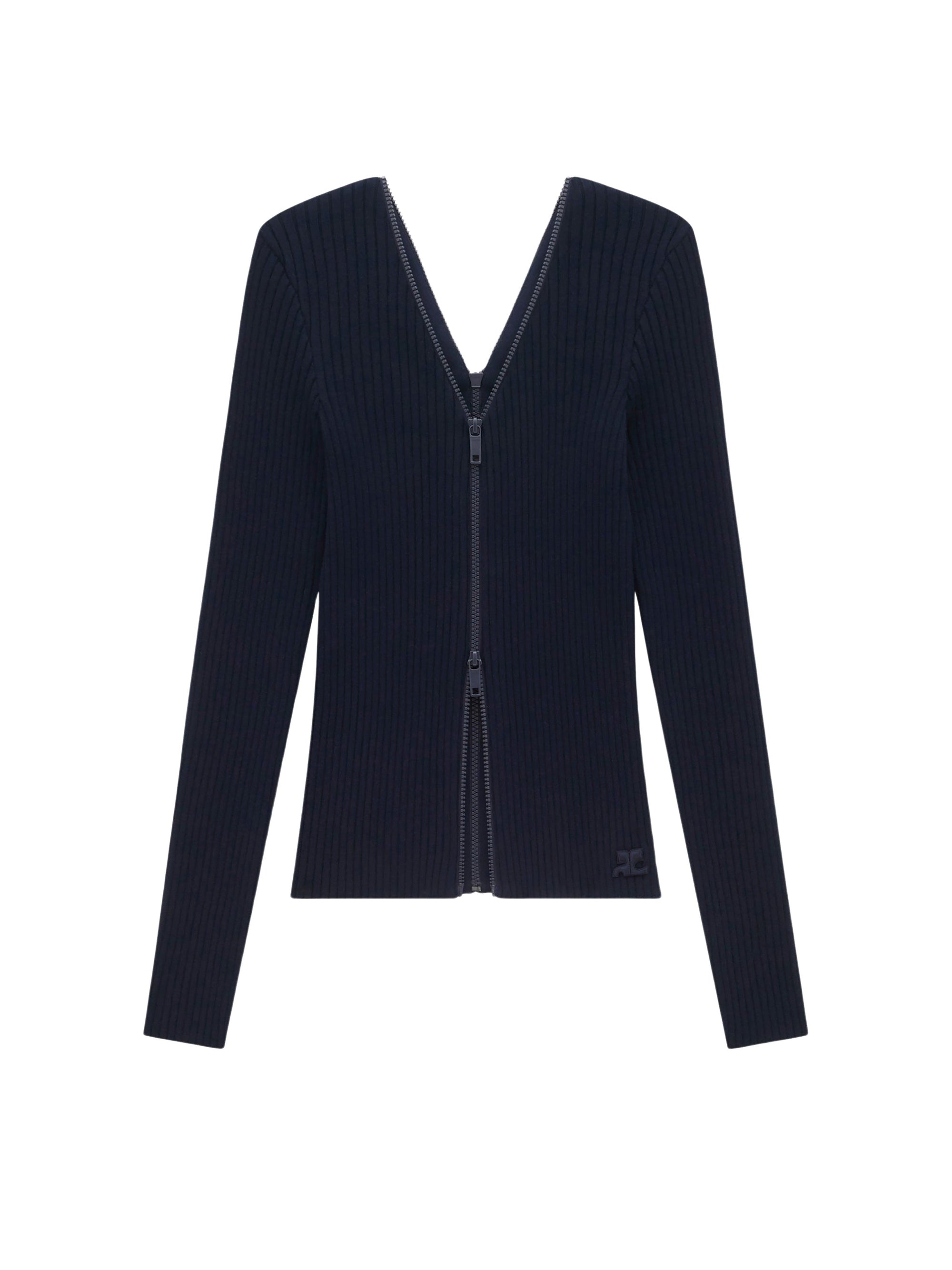 3pcs RELIQUAT 150€ / Gilet zip extra en maille côtelé - Navy