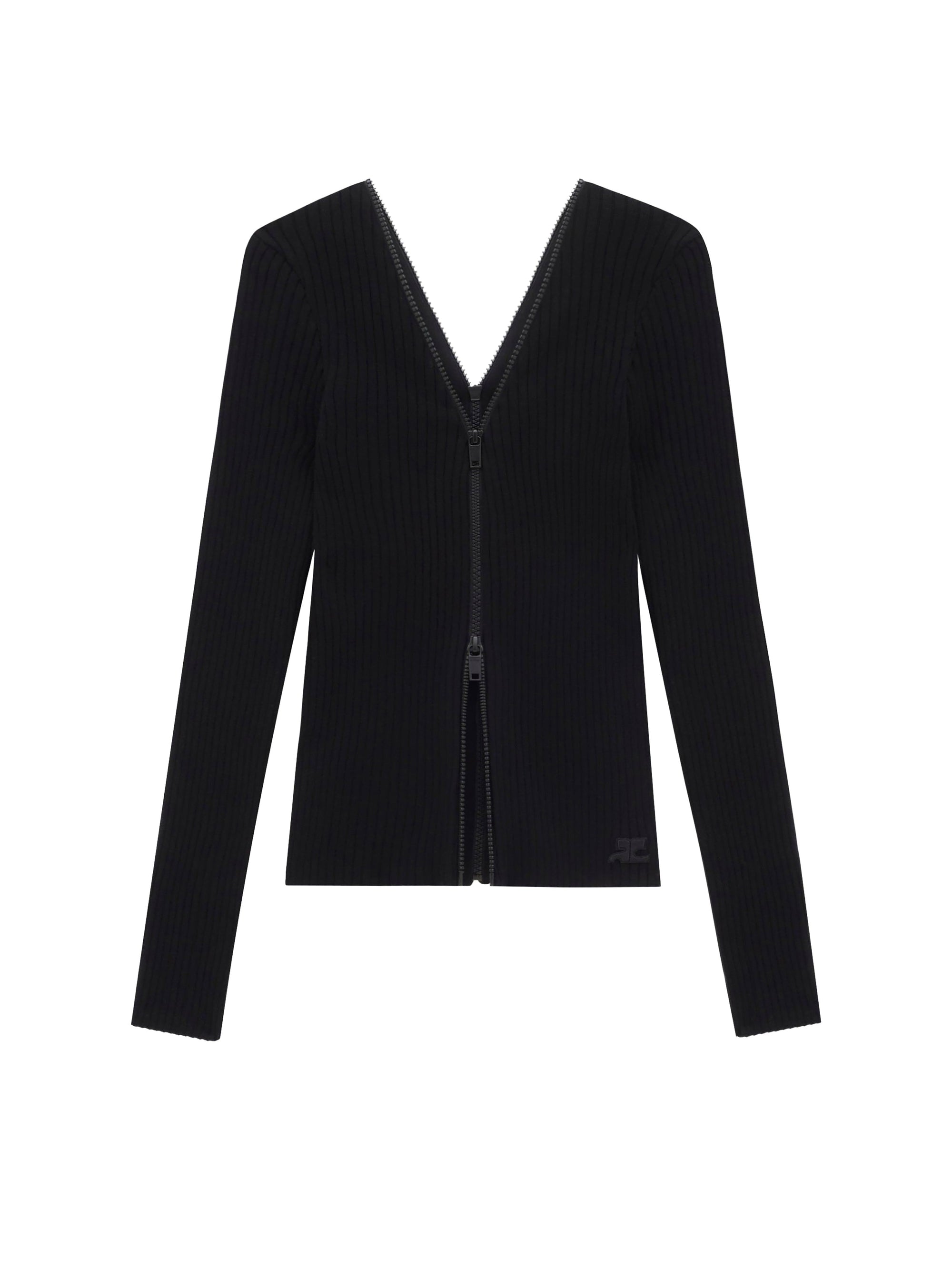 8pcs RELIQUAT 150€ / Gilet zip extra en maille côtelé - Black