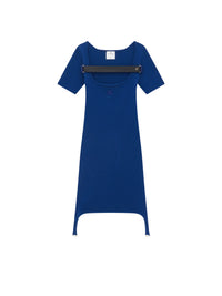 Long-sleeved ribbed knit Racer dress - Ink