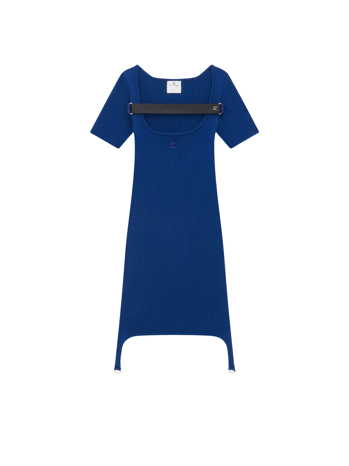 Long-sleeved ribbed knit Racer dress - Ink