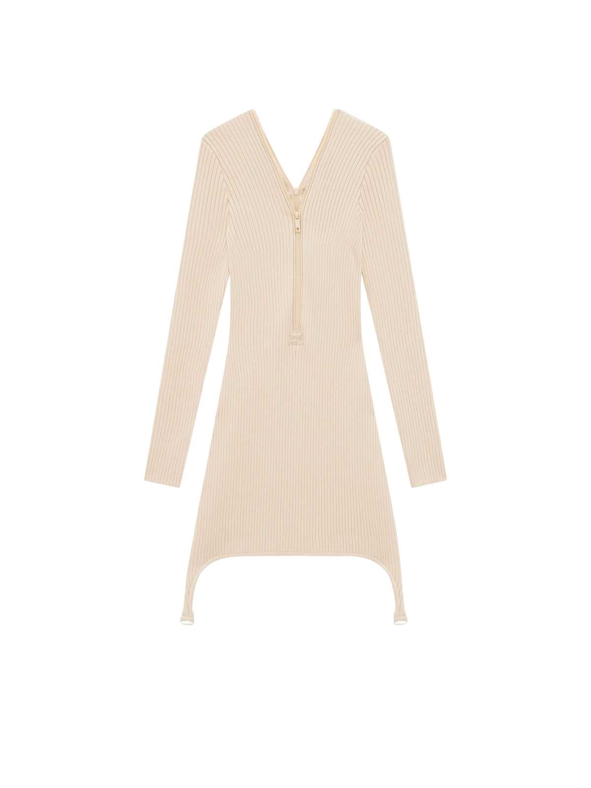 Robe zippée en maille côtelée - Sand