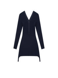 Robe zippée en maille côtelée - Navy