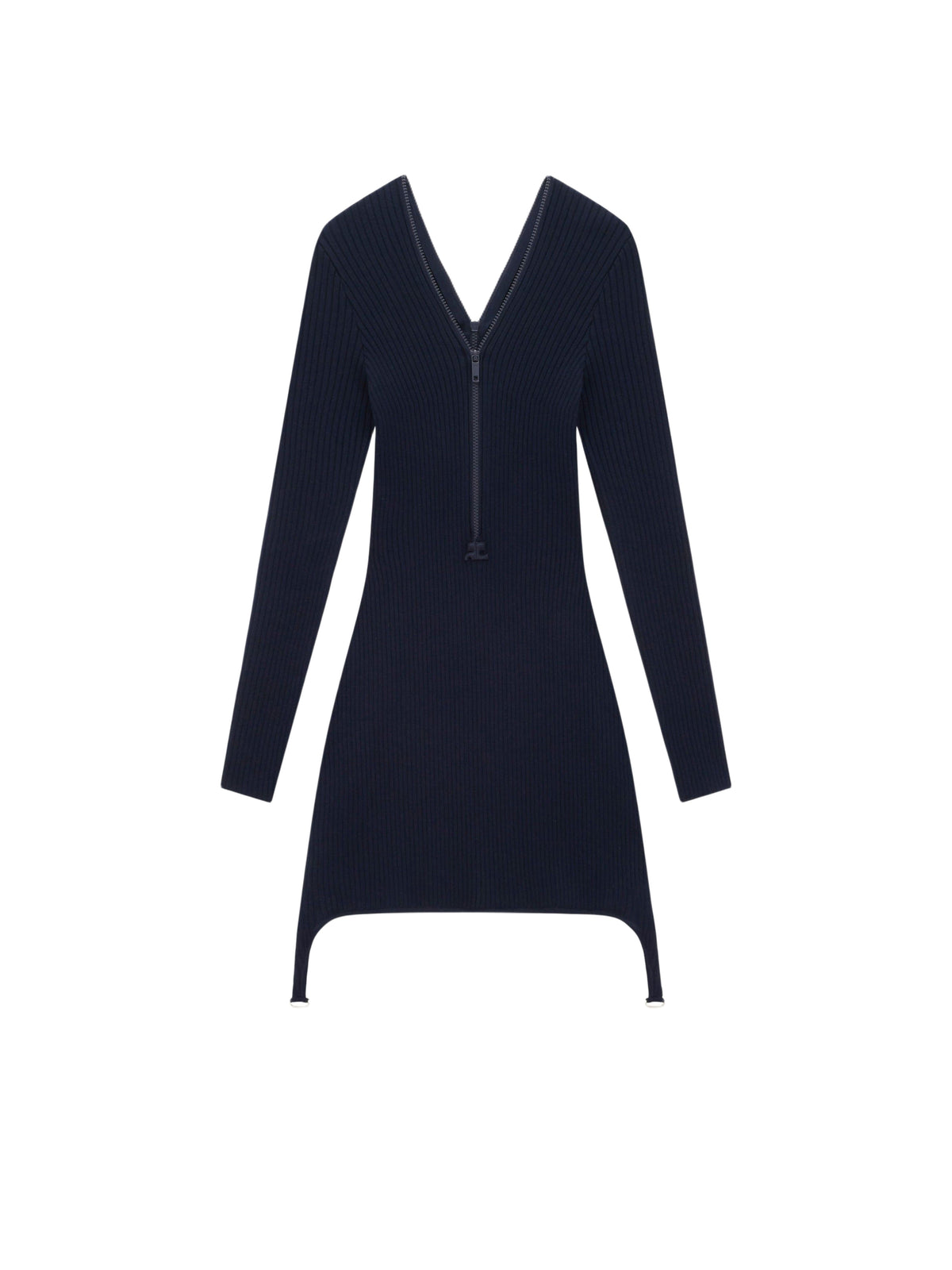 Robe zippée en maille côtelée - Navy