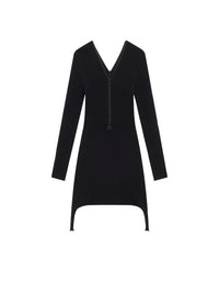 Robe zippée en maille côtelée - Black