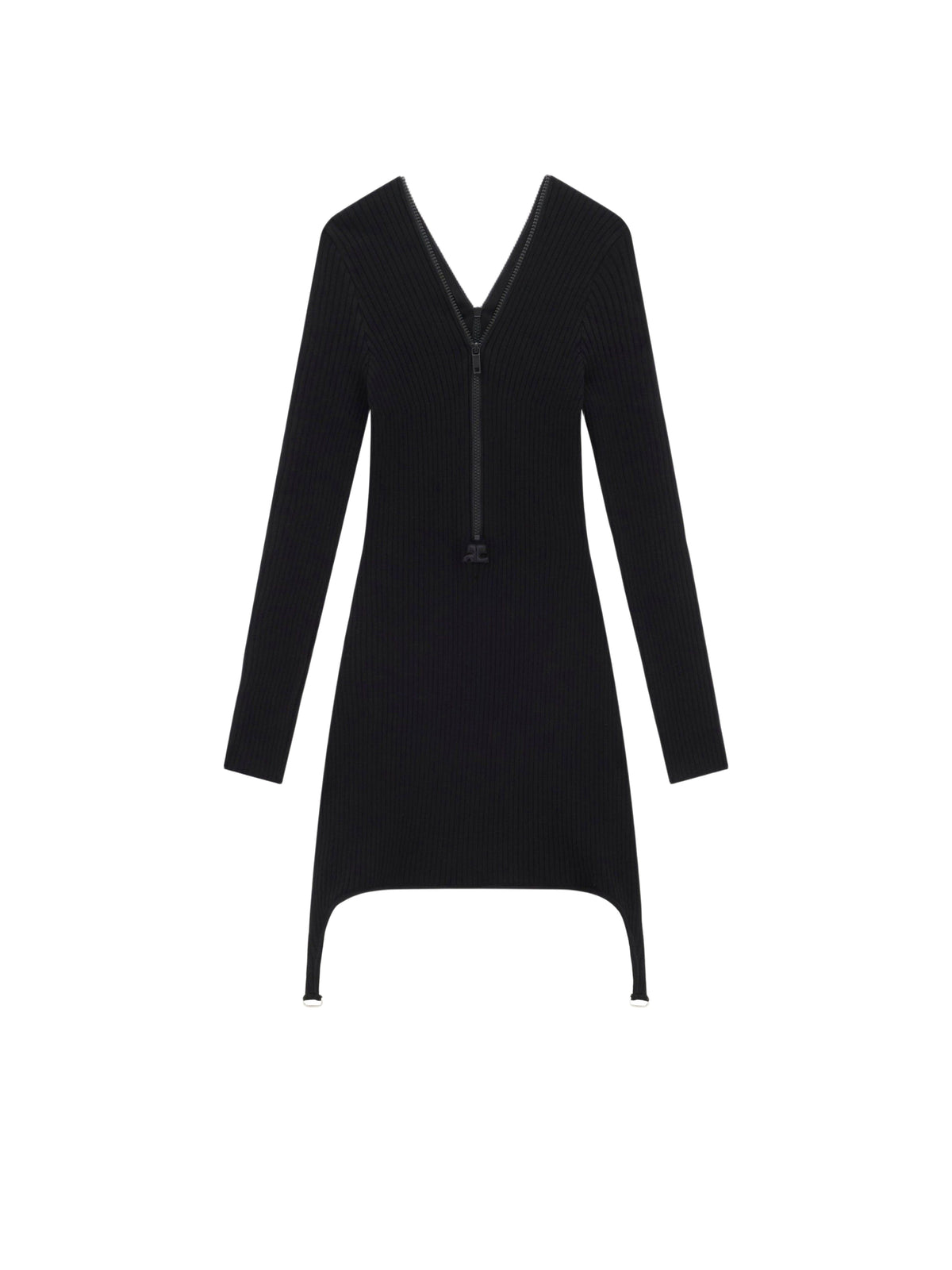 Robe zippée en maille côtelée - Black