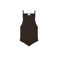 MUD BROWN RIB KNIT POINTY TANK TOP