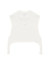 Top court Suspenders en maille côtelé - Heritage White