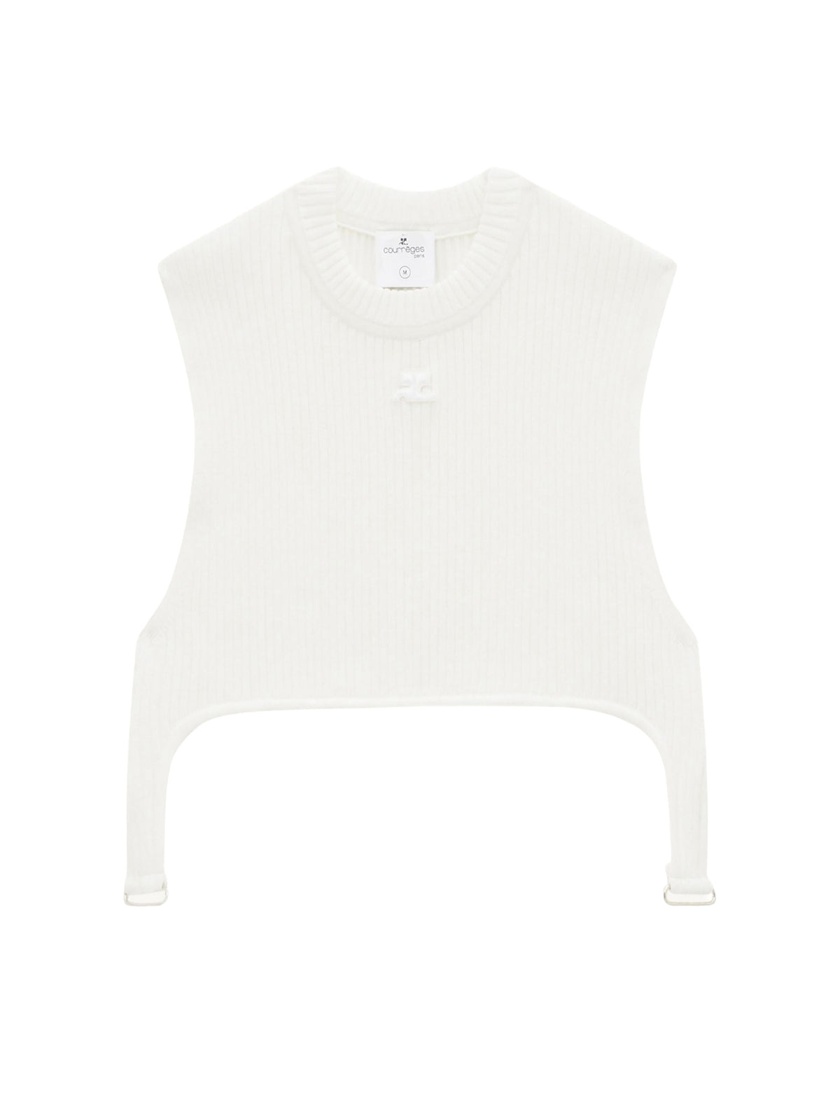Top court Suspenders en maille côtelé - Heritage White