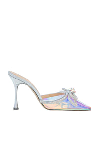 Double Bow 100 rhinestone mules - Iridescent