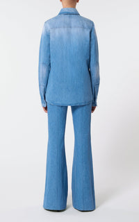 John Austin Shirt en denim bleu clair coton lin denim