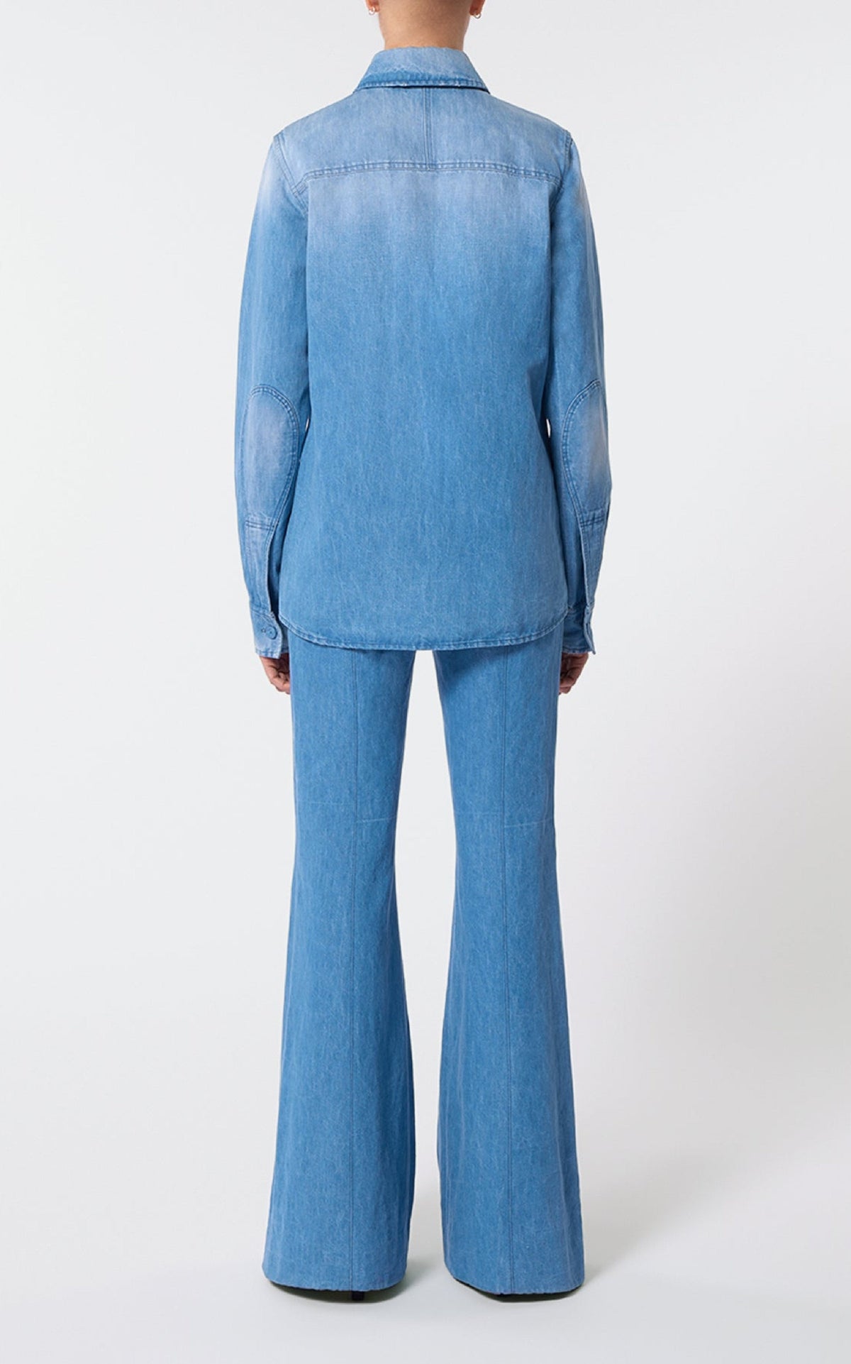 John Austin Shirt en denim bleu clair coton lin denim