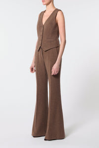 Rhein Pant en chocolat multicolore cachemire laine chevrons