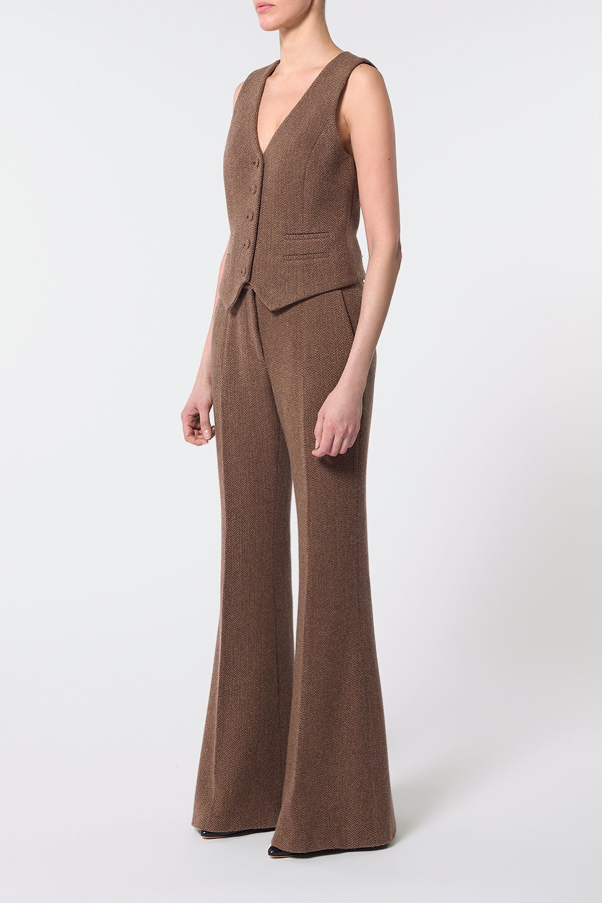 Rhein Pant en chocolat multicolore cachemire laine chevrons