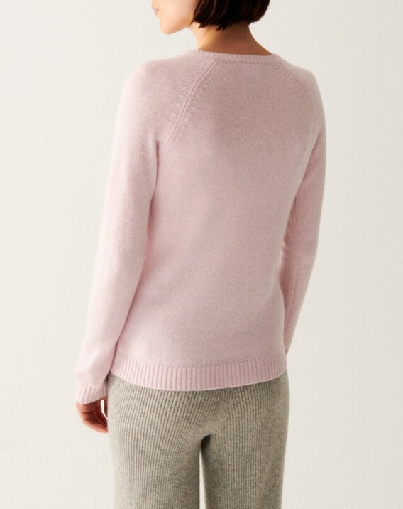 Cashmere V-neck jumper with raglan armholes - Rouge Girofle