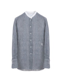 Chemisier col maho en lin - Blue White