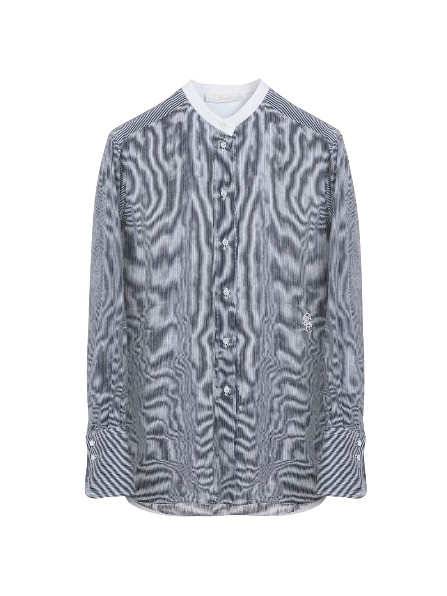 Chemisier col maho en lin - Blue White