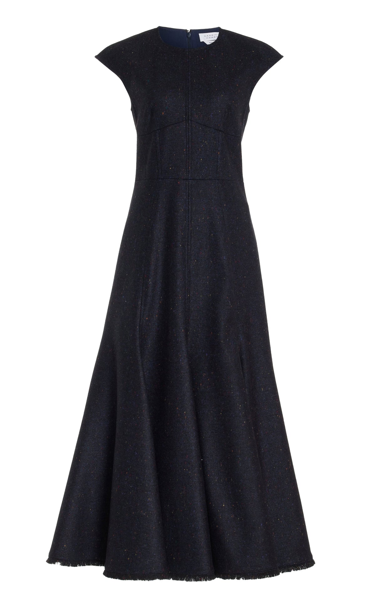 Crowther Dress en bleu marine foncé multicolore laine tweed speckle