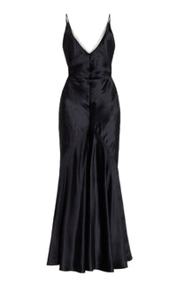 Brigita Dress en noir liquid soie velours