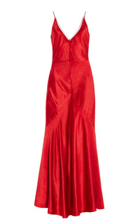 Brigita Dress en rouge écarlate liquid soie velours