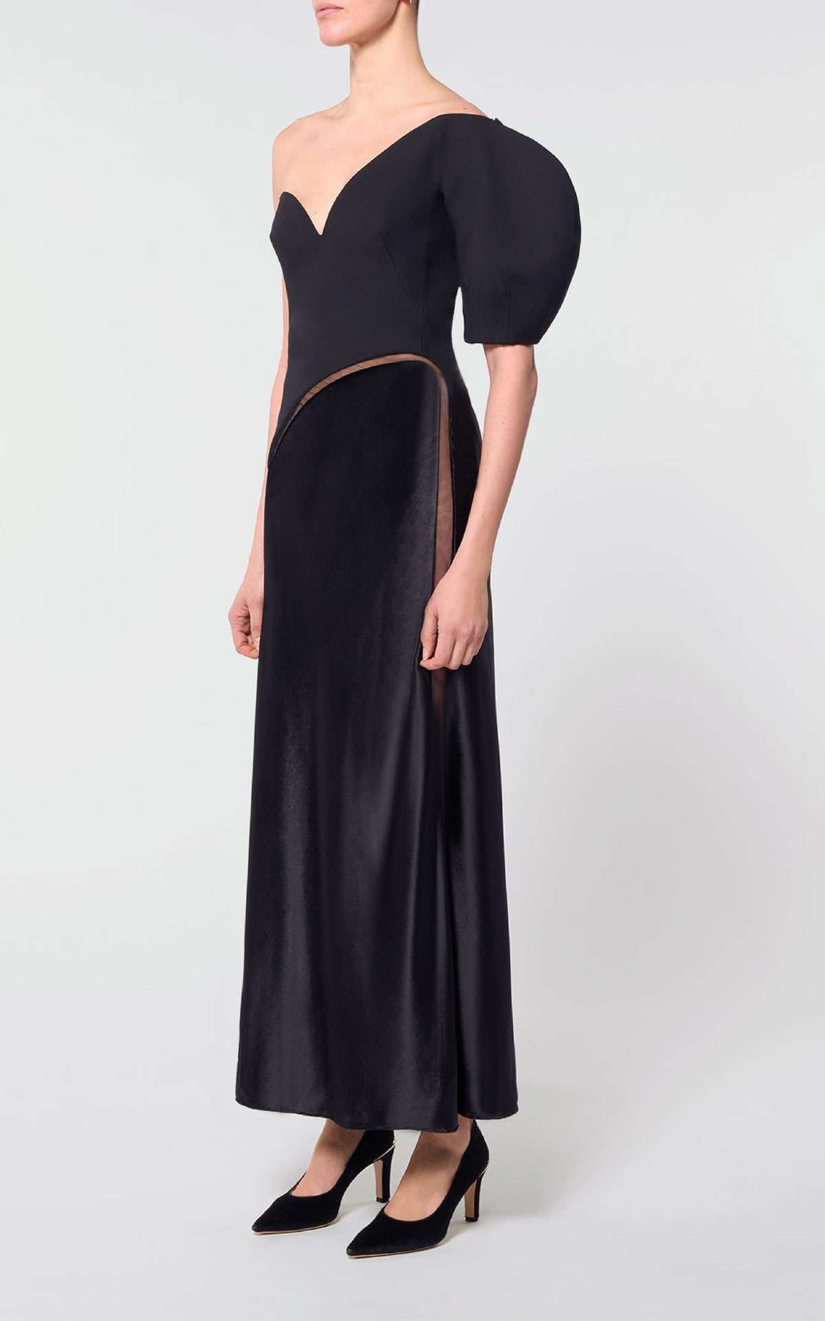 Giulia Dress en noir structured laine soie cady