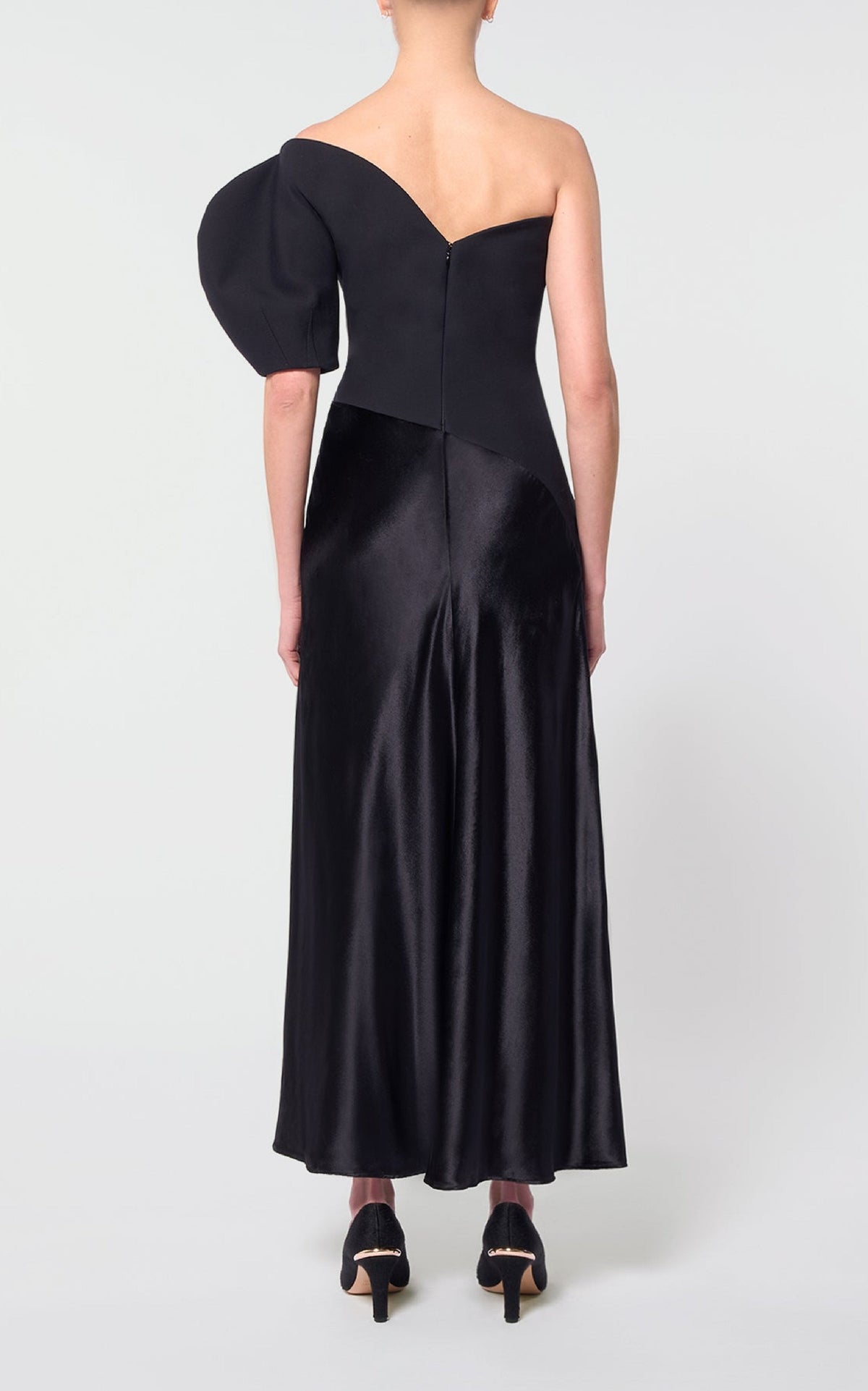 Giulia Dress en noir structured laine soie cady
