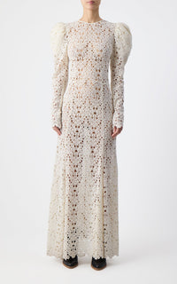 Lana Dress en ivoire cachemire dentelle