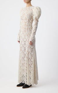 Lana Dress en ivoire cachemire dentelle
