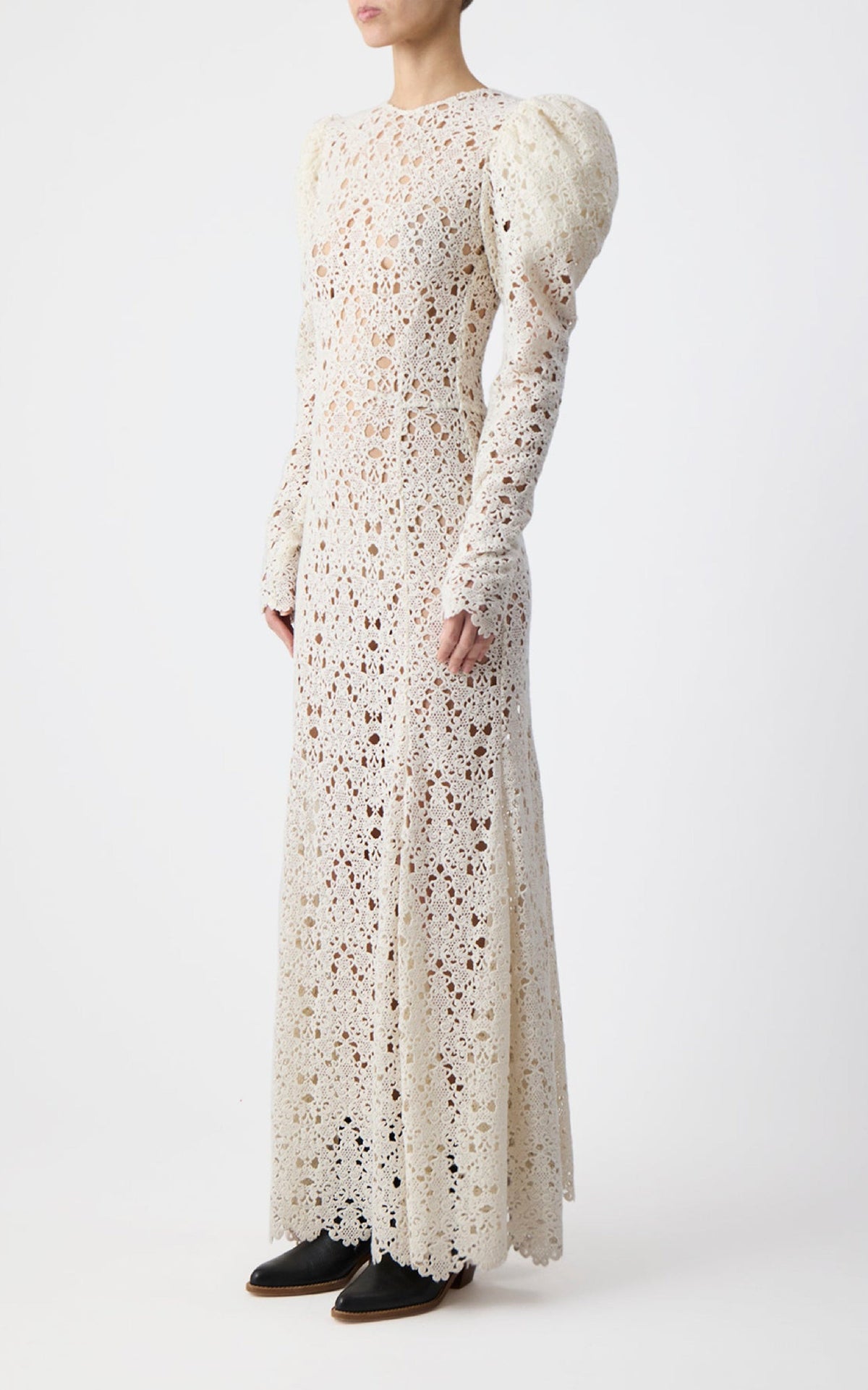 Lana Dress en ivoire cachemire dentelle