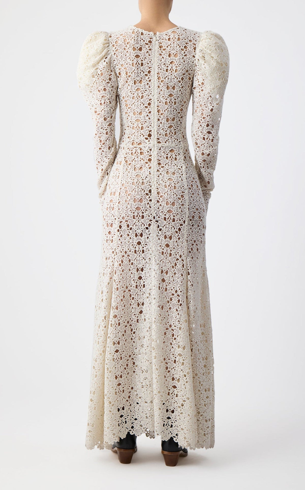 Lana Dress en ivoire cachemire dentelle