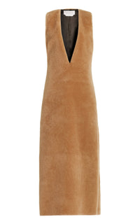Orstone Dress en camel laine cachemire fur