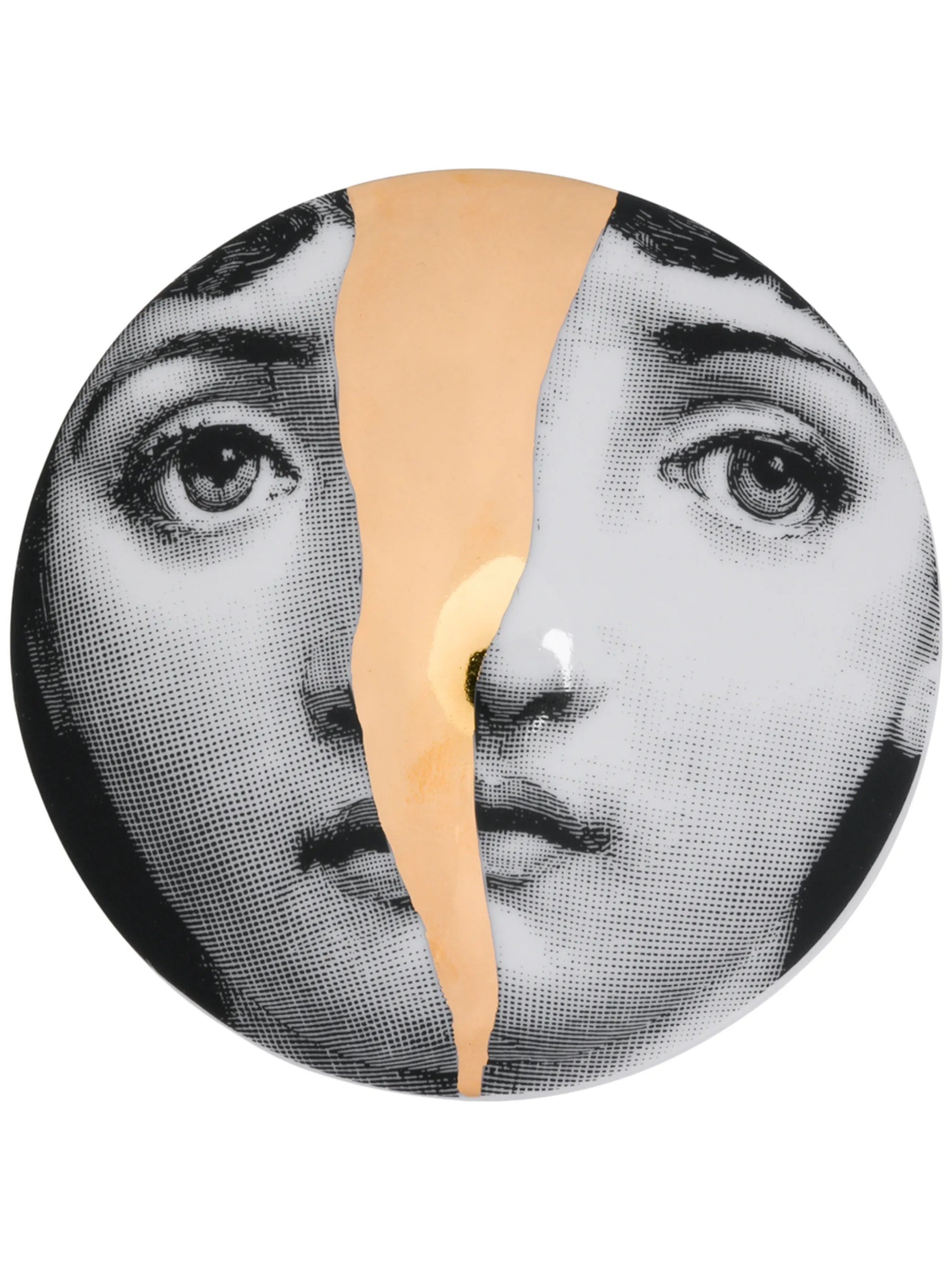 Tema e Variazioni n°10 round porcelain box - Gold & Black & White