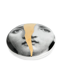 Tema e Variazioni n°10 round porcelain box - Gold & Black & White