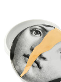 Tema e Variazioni n°10 round porcelain box - Gold & Black & White