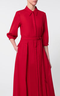 Andy Dress en rouge écarlate pressed laine gauze