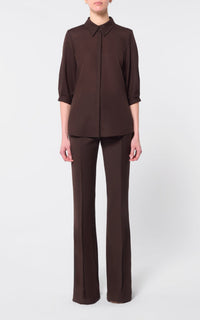 Hadley Top en chocolat pressed laine gauze