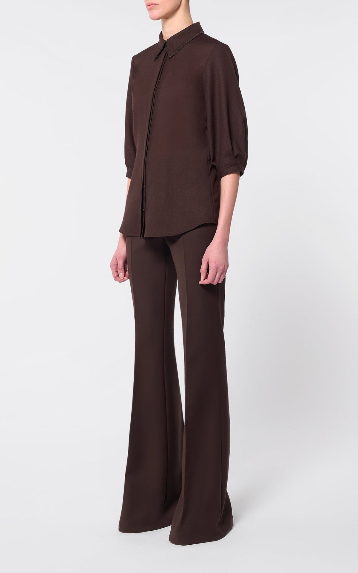 Hadley Top en chocolat pressed laine gauze