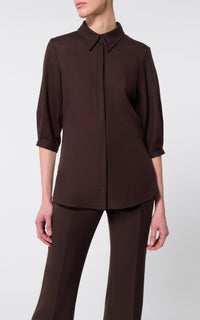 Hadley Top en chocolat pressed laine gauze