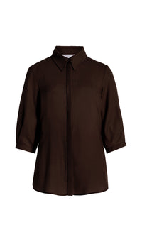 Hadley Top en chocolat pressed laine gauze