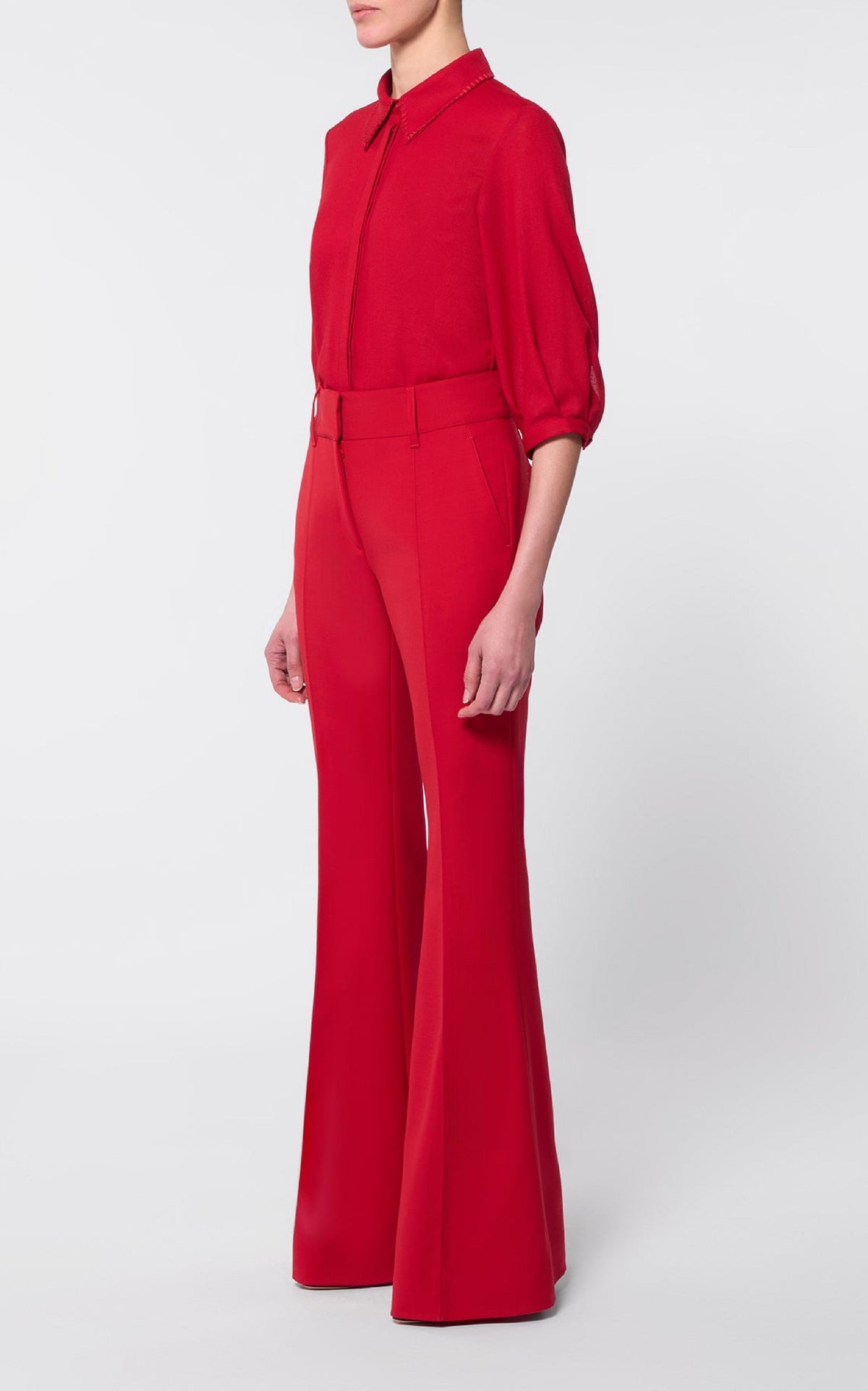 Hadley Top en rouge écarlate pressed laine gauze