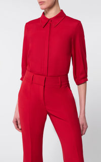 Hadley Top en rouge écarlate pressed laine gauze