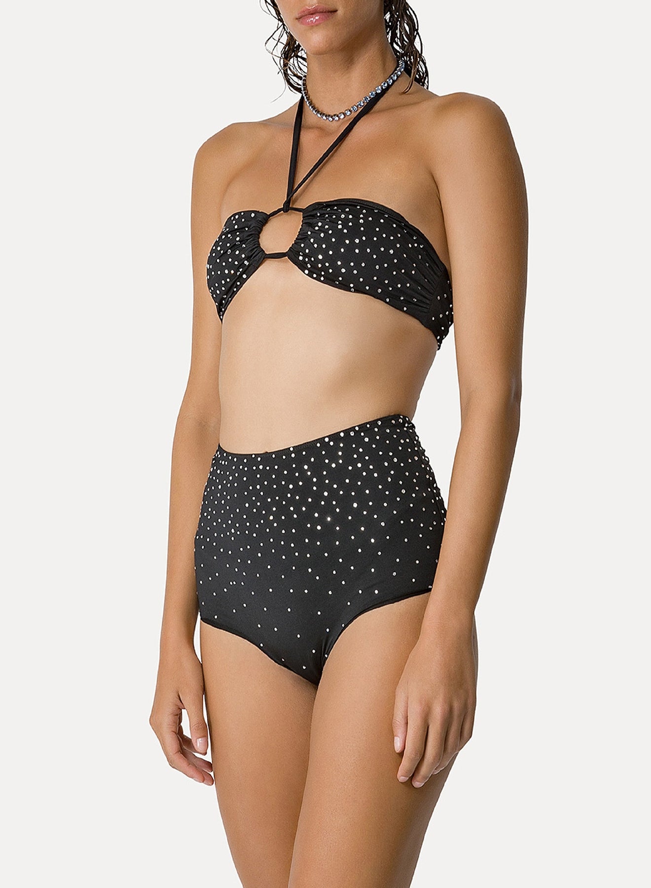 Strass swimming costume top - Nero