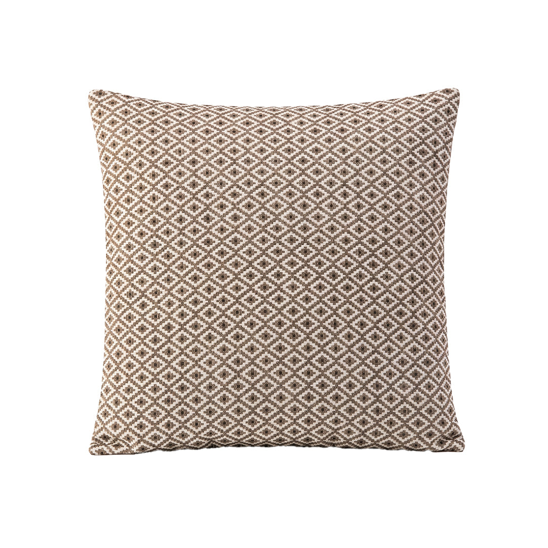 Lux. Domino cotton decorative cushion - Naturale & Umber Brown