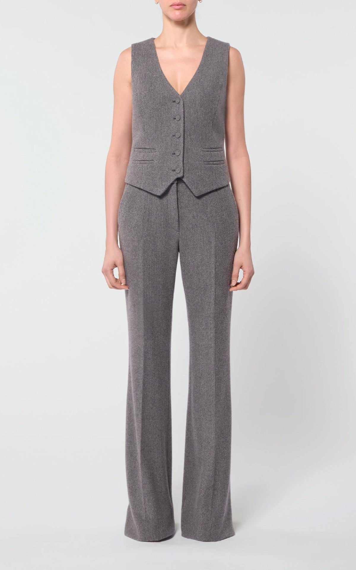 Coleridge Vest en dark gris multicolore cachemire laine chevrons