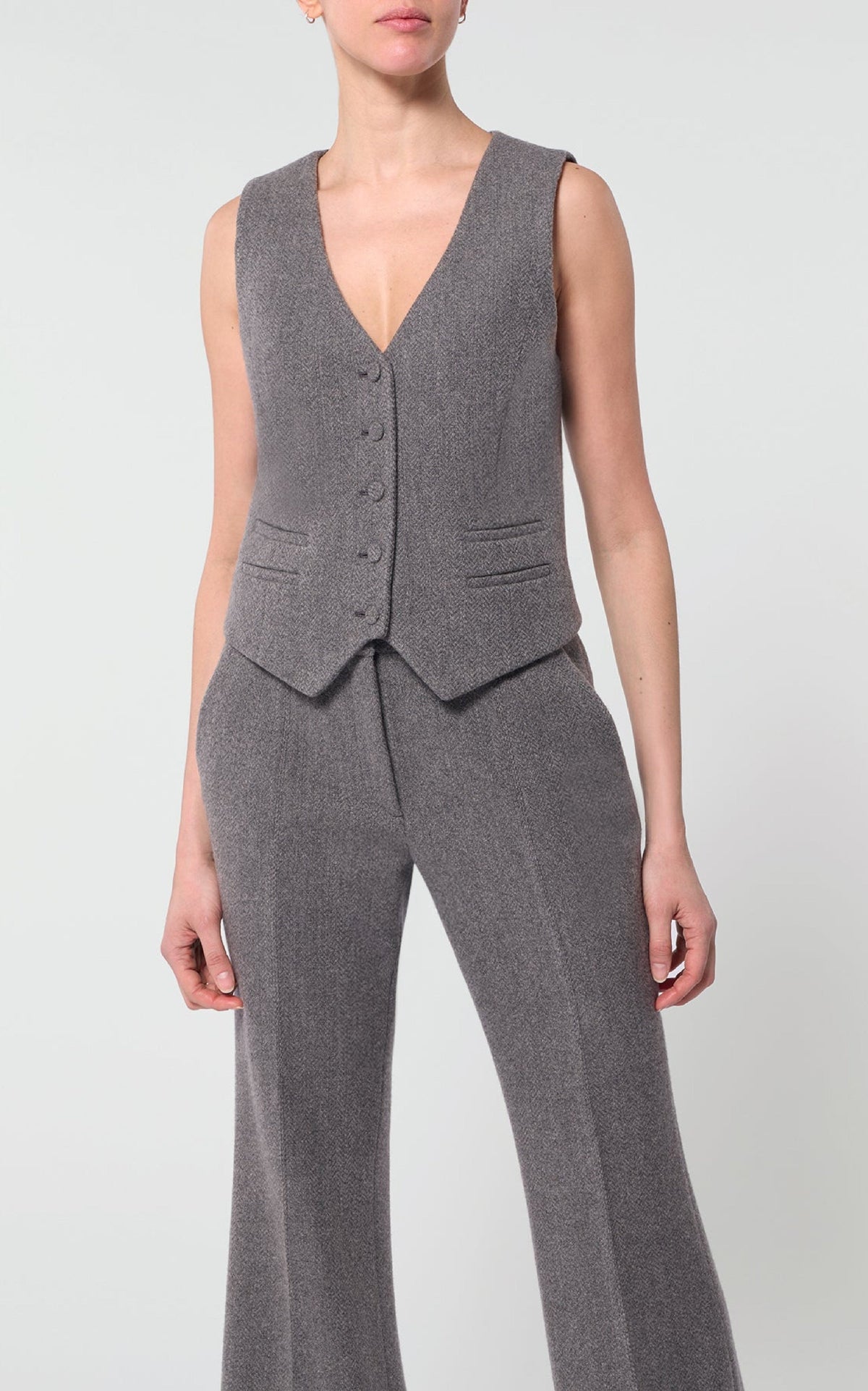 Coleridge Vest en dark gris multicolore cachemire laine chevrons